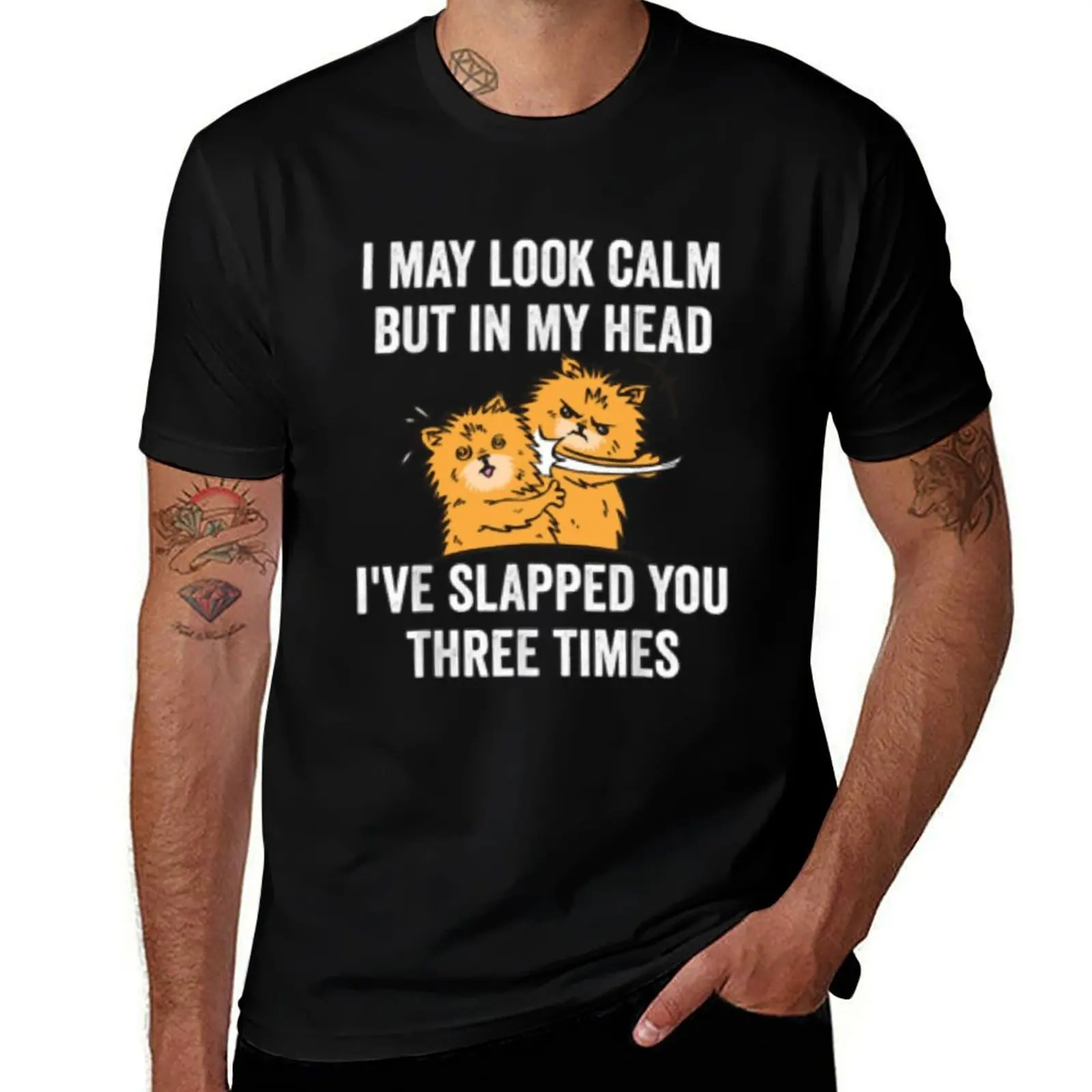 I May Look Calm But In My Head I_ve Slapped You Three Times T-Shirt High Quality Durable T-Shirt