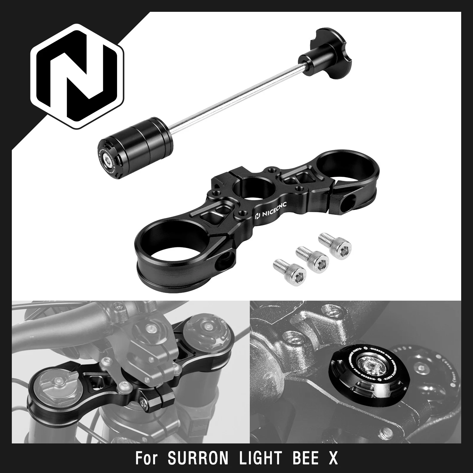 

NICECNC For Surron Light Bee X Sur-Ron Light Bee S Upper Triple Clamp Top Link & Front Fork Suspension Core Electric Dirt Bike