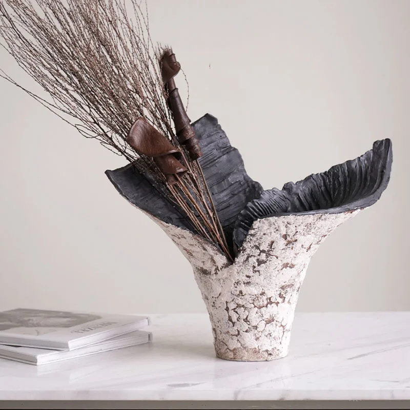 Hand Painted Ceramic Fishtail Vase Ornament Hotel Desktop Dried Flower Arrangement Floral Artwork Living Room Home Furnishings