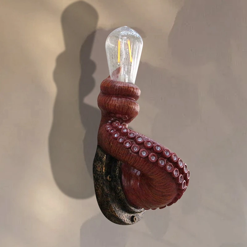 Wall Light Octopus Vintage Tentacle Shape Wall Lamp Realistic Resin Animal LED Sconce Home Aisle Bar Decorative Light