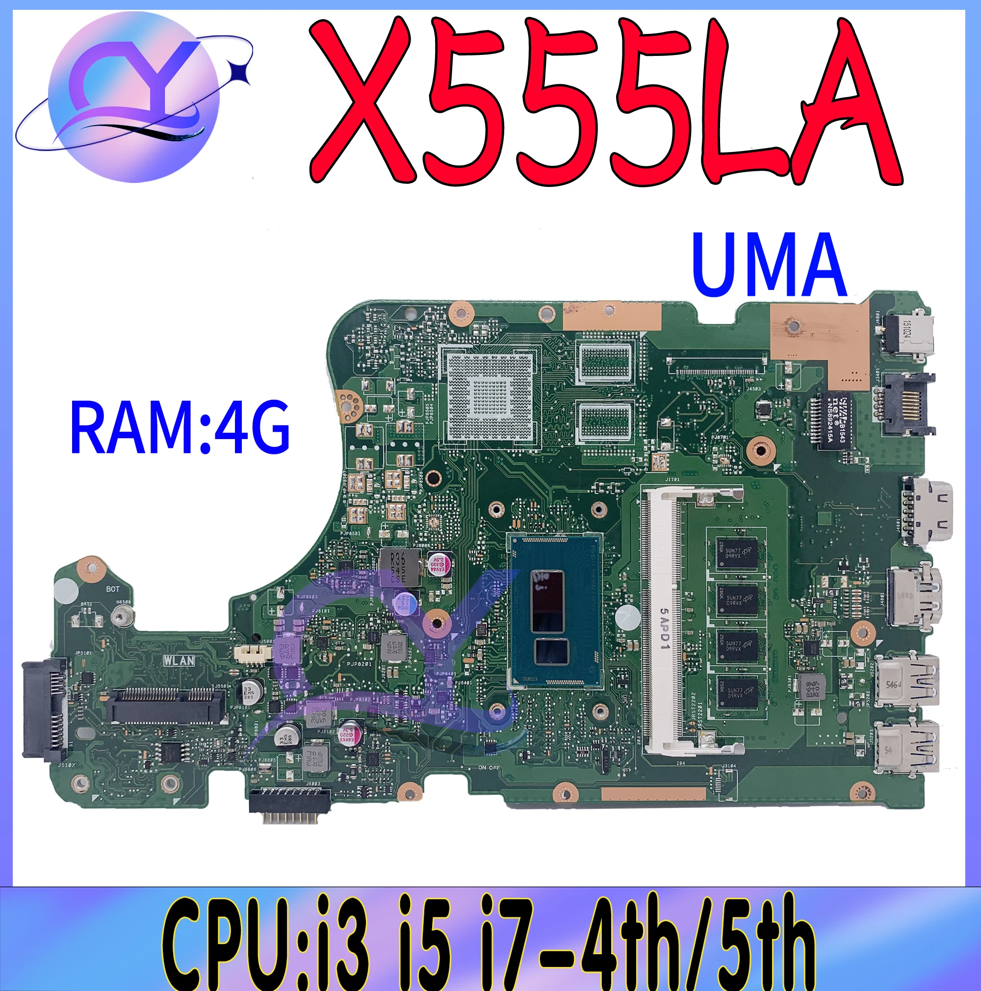 X555LA Mainboard For ASUS X555LAB A555LA K555LA F555LA X555LD X555LB Laptop Motherboard I3 I5 I7 4th/5th 4G-RAM UMA 100% Test OK