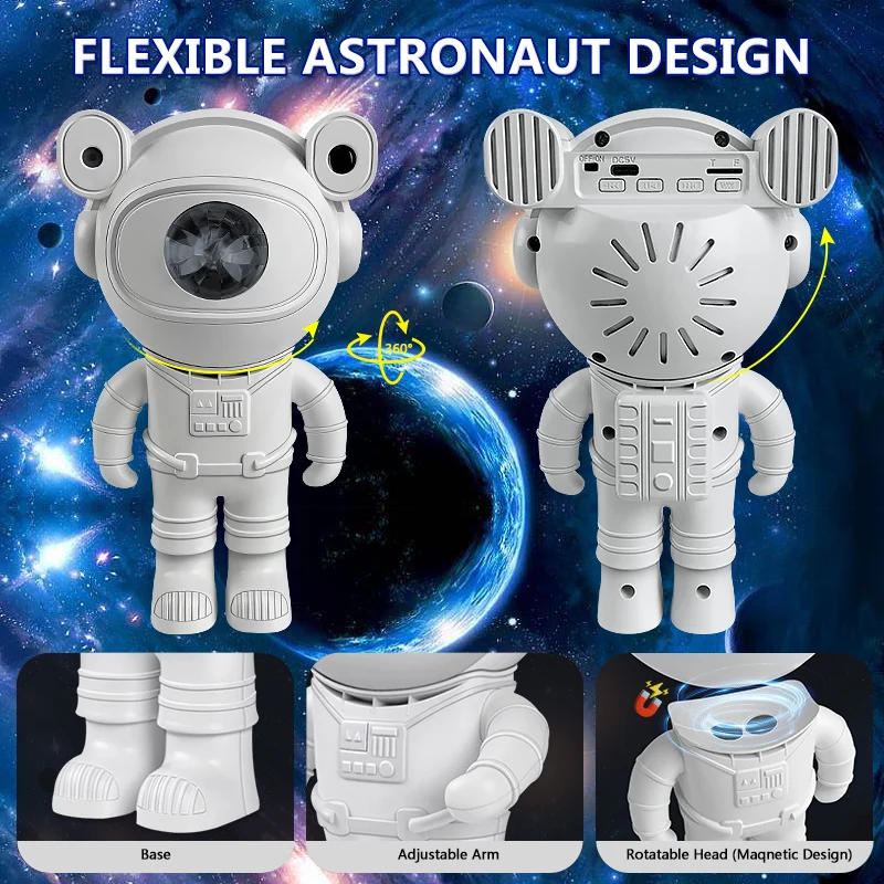 2024 Galaxy Star Projector Starry Sky Night Light Astronaut Lamp Home Room Decor Decoration Bedroom Decorative Luminaires Gift