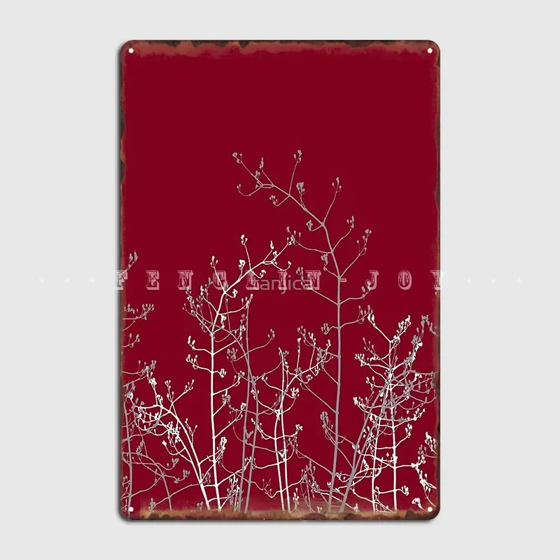 

Burgundy Abstract Jasmine Flower Branches Metal Plaque Poster Garage Club Plates Club Home Personalized Tin Sign Poster
