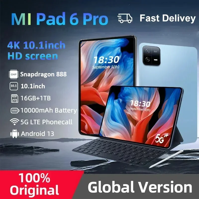 

Original Pad 6 Pro Global Version Xioami Tablet PC Android 13 Snapdragon 888 10000mAh 16GB 512GB 5G HD 4K Screen WIFI Mi Tab