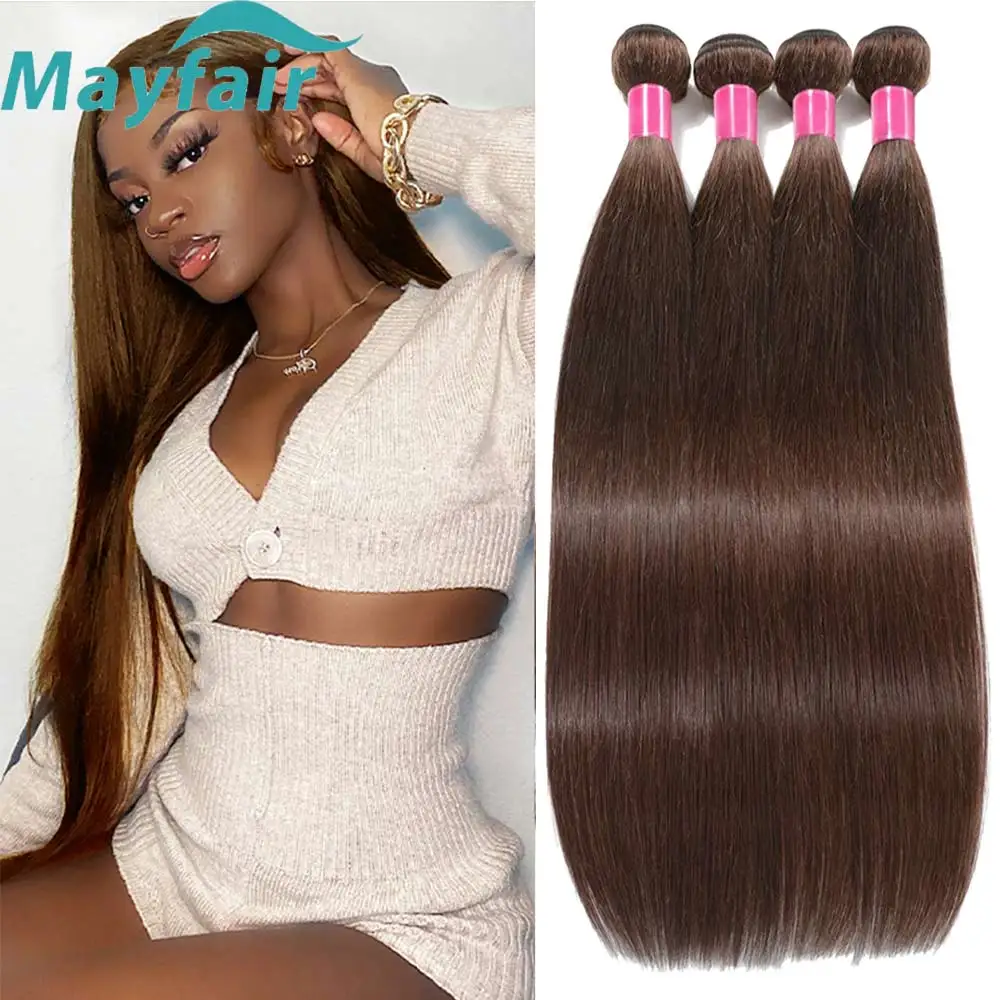 

Chocolate Brown Bone Straight Human Hair Bundles "10-32" Remy 100% Virgin Human Hair Cheap #4 Brazilian Hair Weave 1 3 4 Bundles