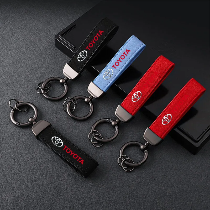 Car Accessories Suede Leather Car Keychain Car New Styling Key Ring For Toyota Camry Corolla C-hr Rav4 Yaris Car Accessories