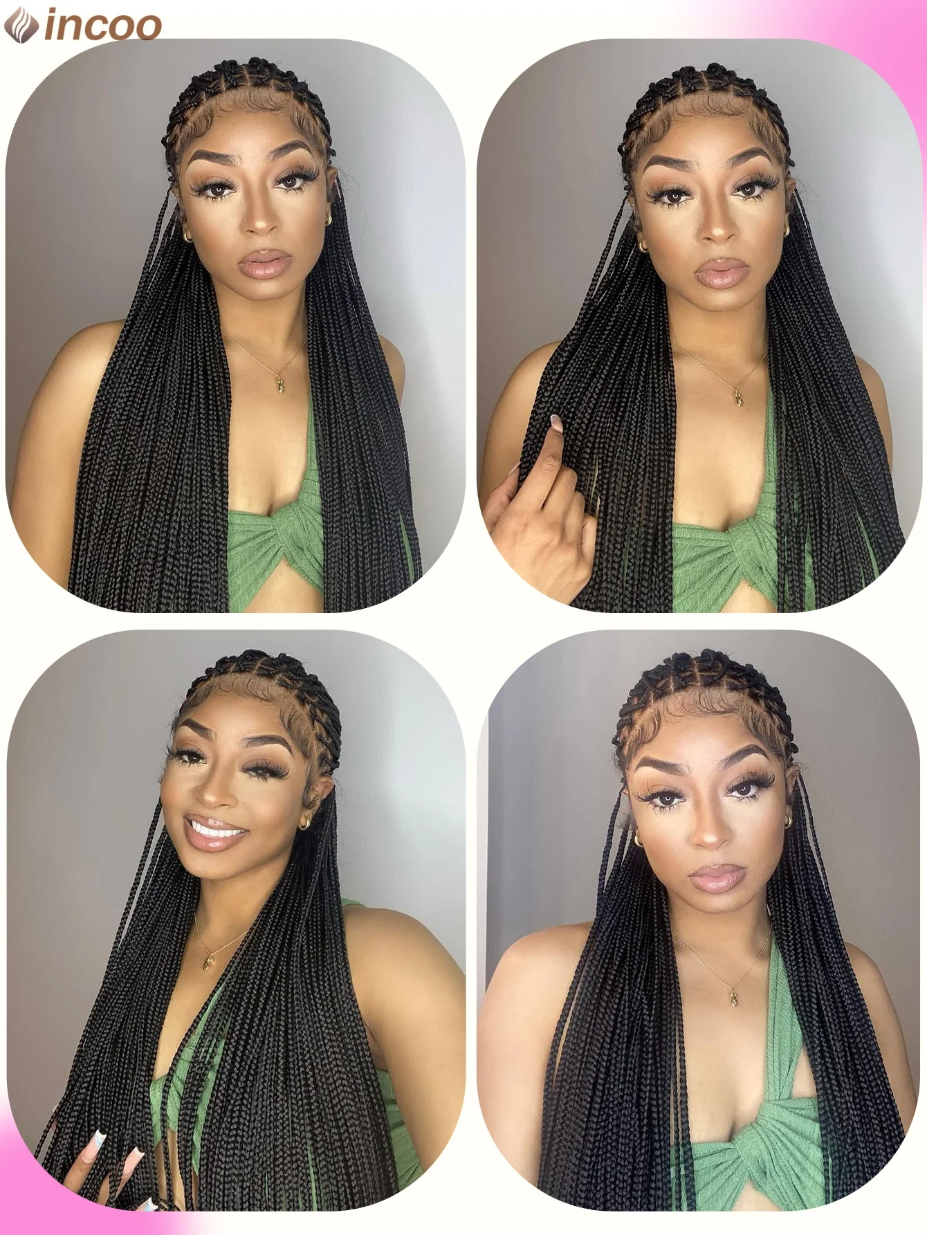 Goddess Synthetic Full Lace Front Wig Braided Wigs With Baby Hair 36Inch Small Part Cornrow Braids Knotless Box Crochet Braids