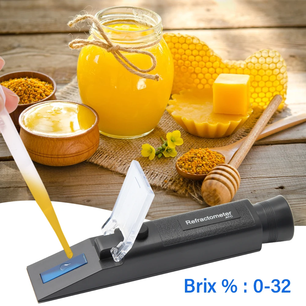 Yieryi New 0-32% Brix Refractometer Honey Jam Juice Sugar Meter Density Gauge ATC Sugar Concentration Tester