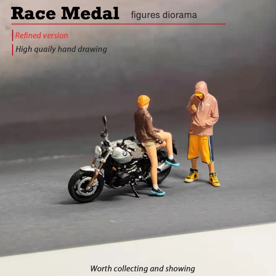 RACE MEDAL 1:64 Adult toy static handwork Cool men beautiful women motorcycle men\'s car decoration finished painting person