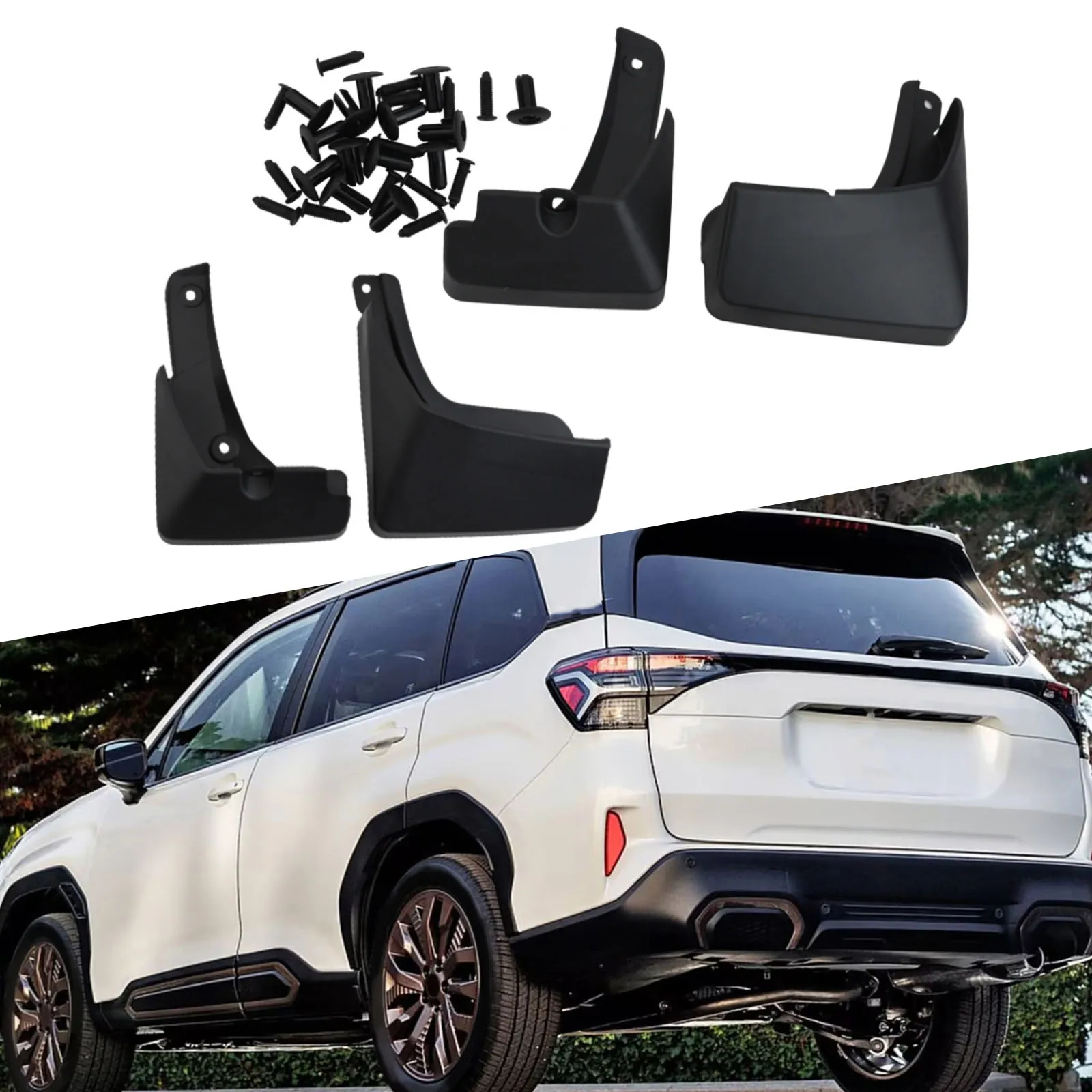 4pcs/set Car Tire Mud Flaps For Forester 2025 Up ABS Black Mud Flaps Fender Splash Guards Tire Bottom Car Accessories