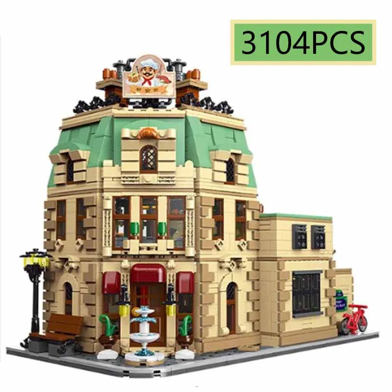 

3104PCS MOC City Street View Paris Restaurant Construction Building LED Light Assembling Toys for Children Birthday Gift Set