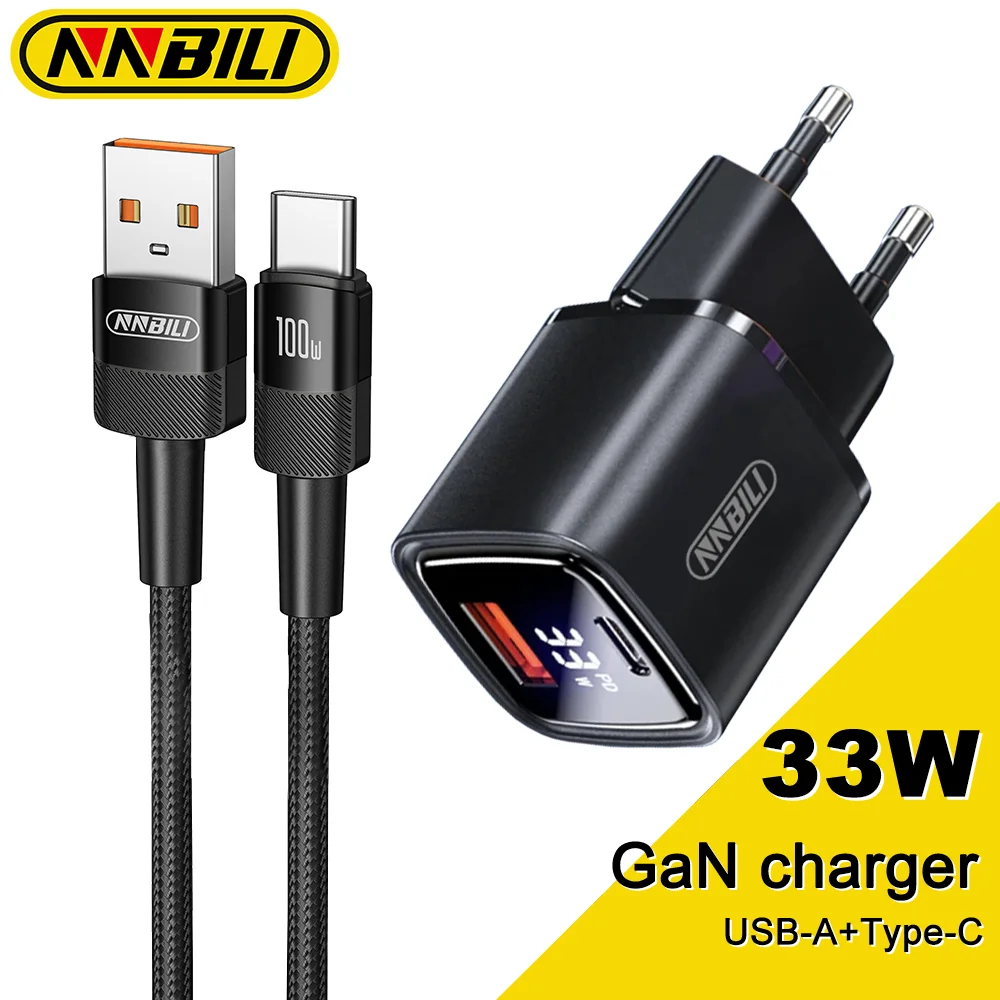 NNBILI GaN 33W USB-зарядное устройство для Samsung LED Digital Display PD 3.0 QC3.0 Быстрая зарядка USB C Зарядное устройство для HUAWEI Honor Xiaomi VIVO NNBILI GaN 33W USB-зарядное устройство для Samsung LED Digital Display PD 3.0 QC3.0 Быстрая зарядка USB C Зарядное устройство для HUAWEI Honor Xiaomi VIVO