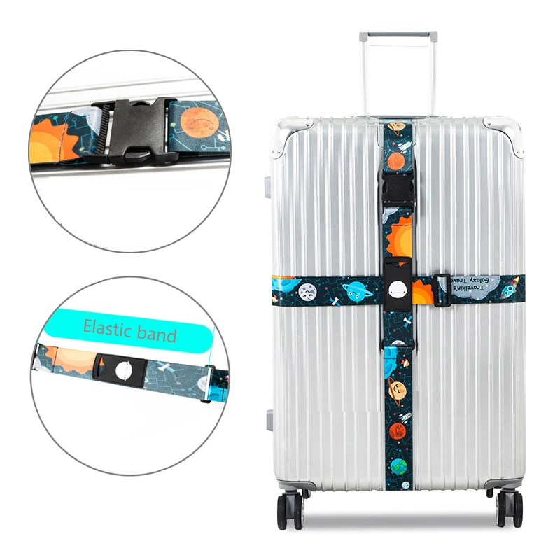 Sangle de valise croisée à motif coloré, sangle de bagage réglable, ceinture d'emballage pour bagages de 20 "à 32" pour un voyage sûr