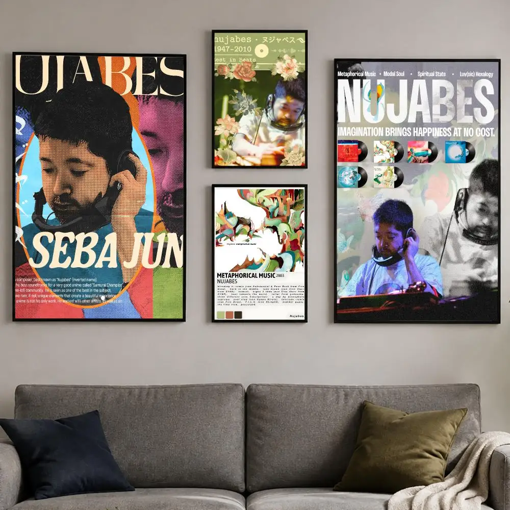 Producer N-Nujabes Poster PP Self-Adhesive Wall Sticker Bedroom Gaming Cafe/Bar Vintage Aesthetic Decor Ideal Gift