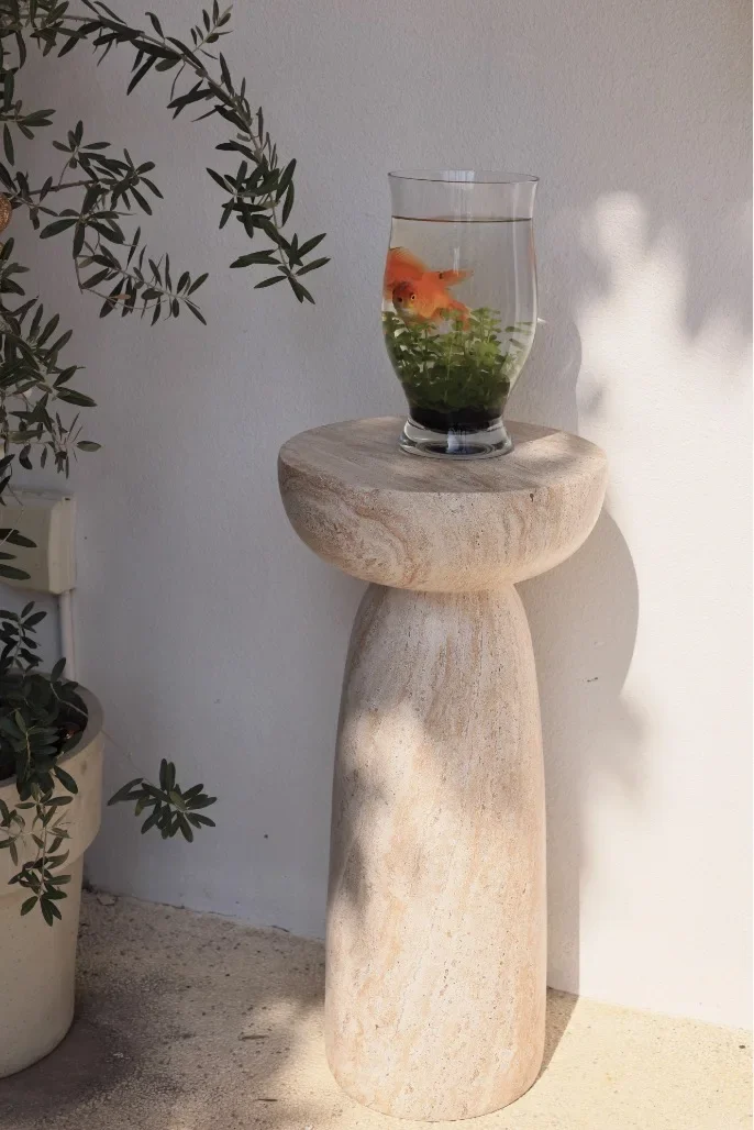 Magnesium Oxide Side Table, Small Round Coffee Table , Accent Table , Stylish Decor for Bedroom, Living Room Muebles