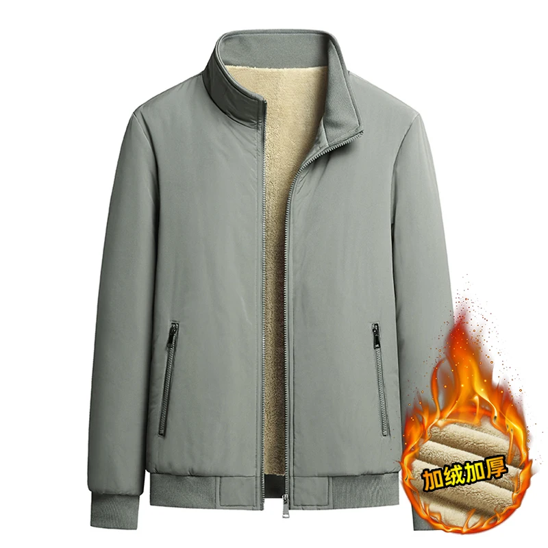 

Men's Fce Lined Jaet Loose Fit Autumn Winter Windproof Warm Stand Collar Zipper Decorated Casual Sle Polyester Fiber