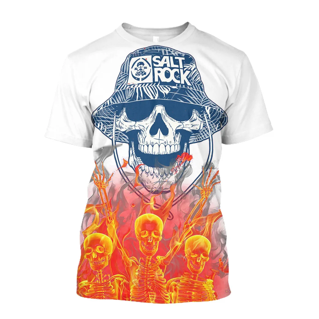 Jumeast Drip 3D Graphic T Shirts Hip Hop Street Dance Printed T Shirty Flame Skull Fire Skeleton Drill Uk Baggy 90s Streetwear