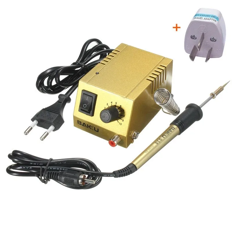 BK-938 220V 18W Adjustable Mini Soldering Station Solder Iron Heating Iron Gold Electric Shock Proof Soldering Stations
