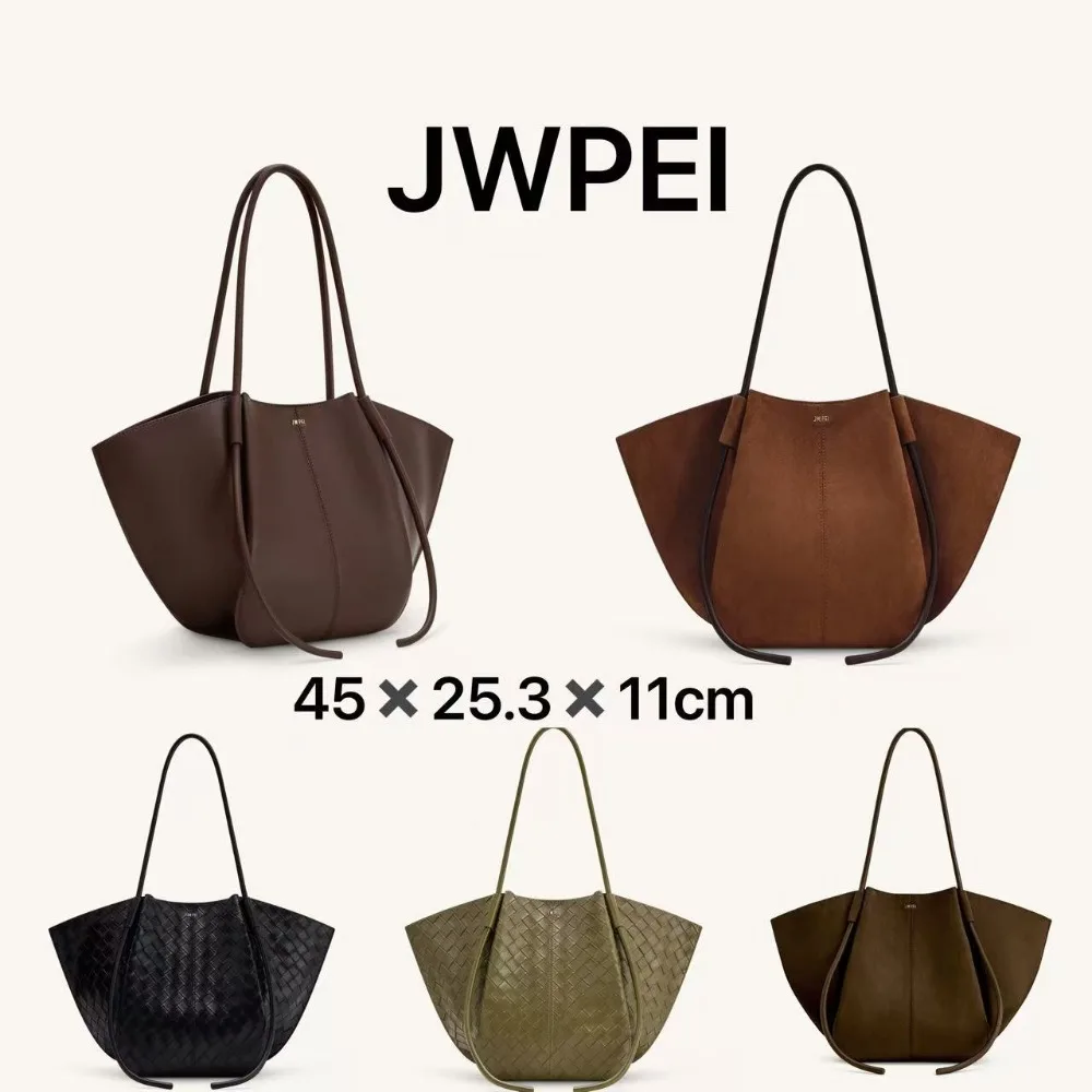 JW PEI Wing Design Tote in Faux Suede, Spacious Bag for Everyday Elegance, 2026 New Convertible Shoulder & Handheld for Commute