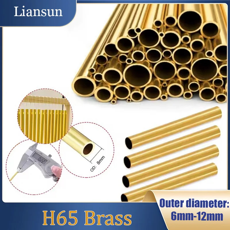 2PCS Brass Round Tube Outer Diameter: 6/6.5/7/7.5/8/8.5/9/9.5/10/10.5/11/12mm H65 Capillary Copper Tube Wall Thickness: 0.2-3mm