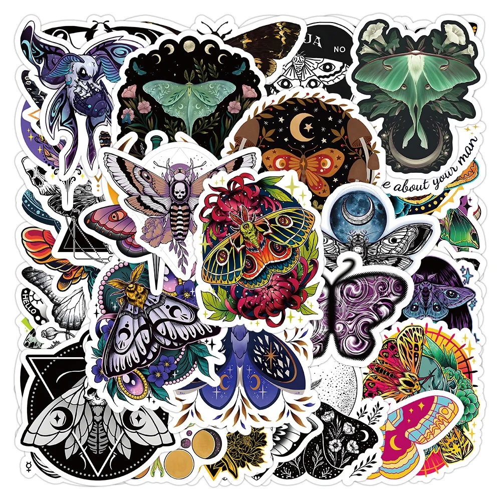 

10/30/50pcs Gothic Horror Ghost Moths Graffiti Stickers Cool Decorative Cartoon Sticker Laptop Skateboard Motorcycle Toy Decals