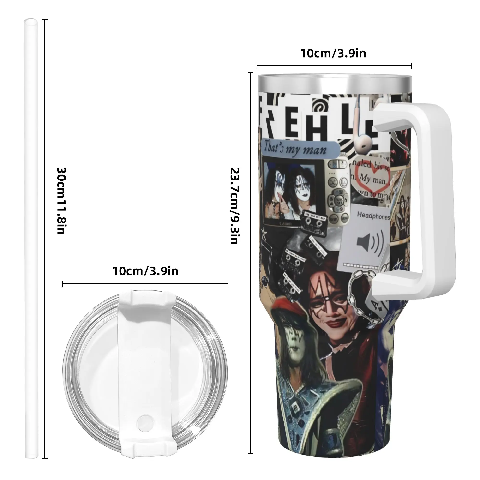 تذكر Ace Frehlys 1951-2025 بهلوان من الفولاذ المقاوم للصدأ أكواب القيادة كوب كبير كوب حراري للمشروبات الساخنة زجاجة ماء الحليب والشاي