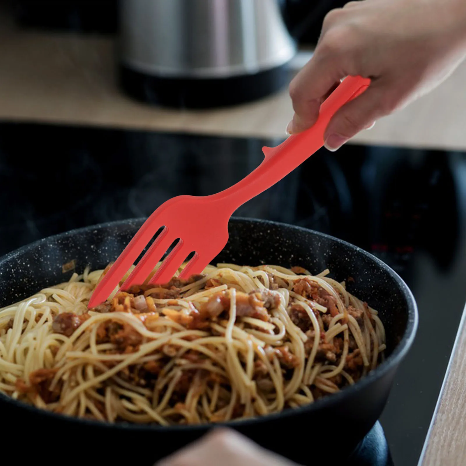 

Silicone Cooking Heat Resistant Sturdy Pasta Stirring Utensil Nonstick Blending Fork Kitchen Mixing Serving Salad Forks