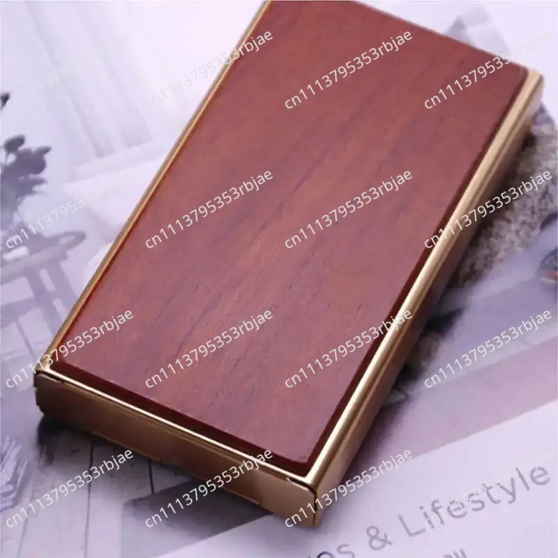 Premium Aluminum Alloy Slide Cover Cigarette Case for Slim Cigarettes 20 Capacity Rosewood Design