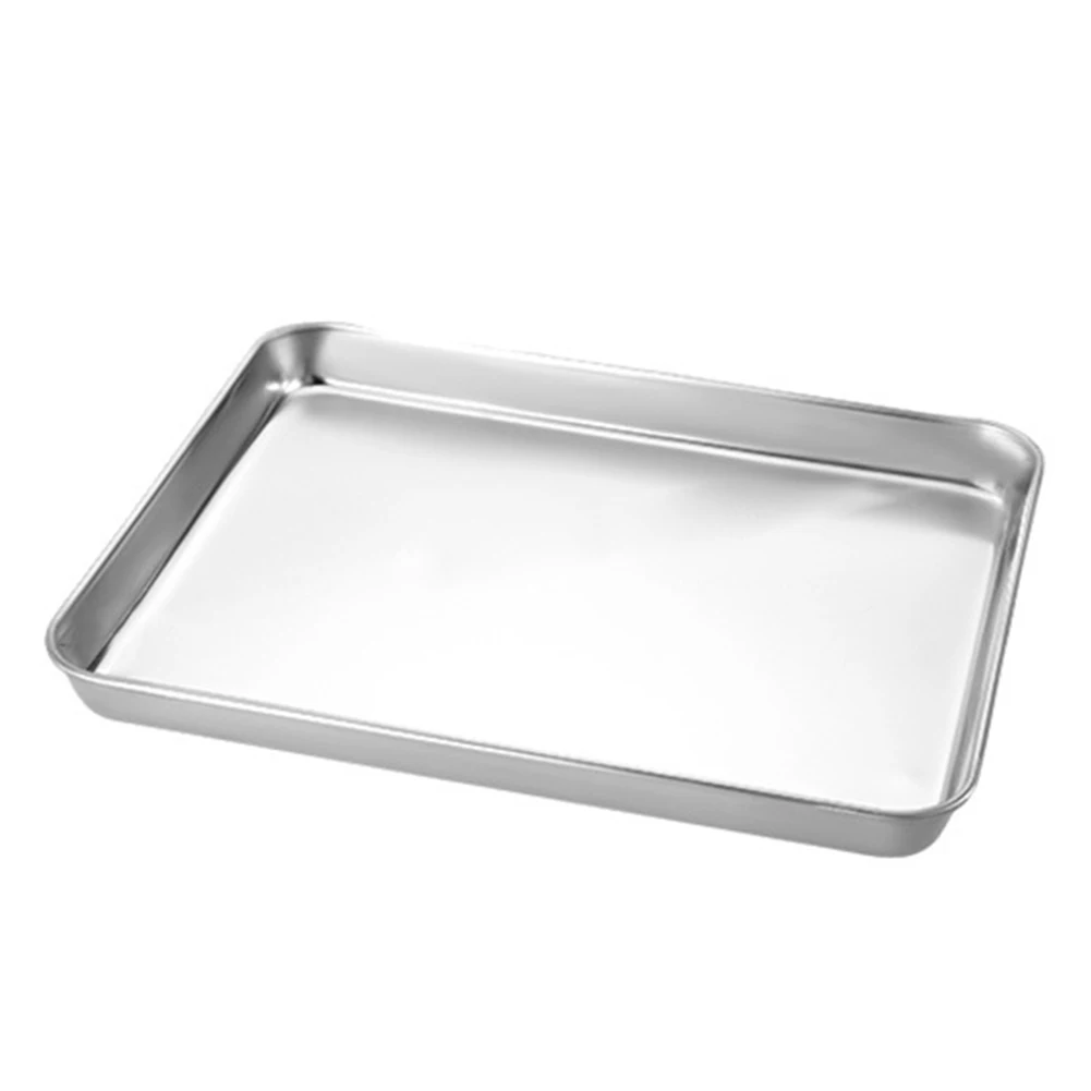 Stainless steel plate rectangular flat bottom barbecue tray restaurant spare dish tray rice noodle steaming tray