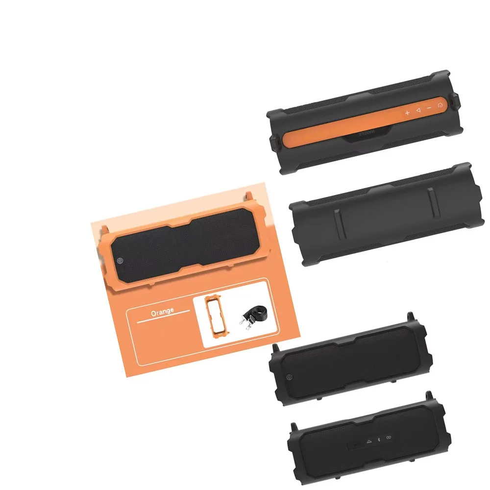

Silicone Cover with Shoulder Strap for Xiaomi Sound Party Bluetooth-compatible Speaker Travel Carrying Case Black Orange