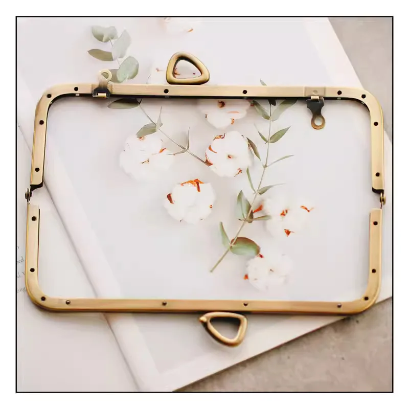 1Pc Deepeel 22.5cm Bownot Metal Bag Handle Purse Frame Square Smooth Kiss Clasp Screw Mouth Gold Bracket Bags Accessories