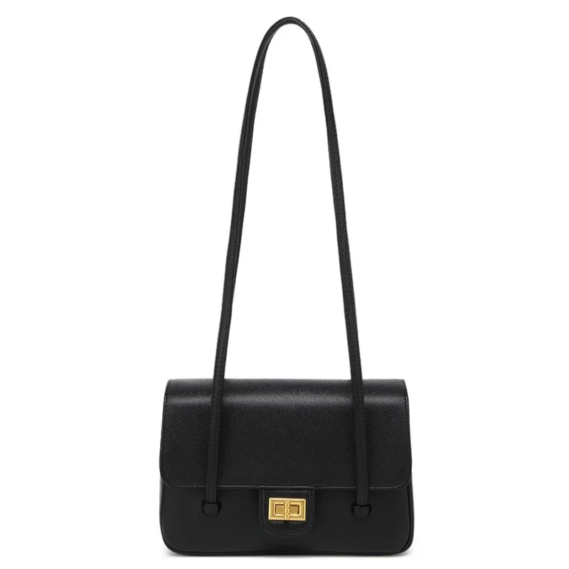 Hong Kong Brand Genuine Leather Underarm Small Square Bag Women's 2026 New Summer Small Fragrance Style French Bread Bag Shou...