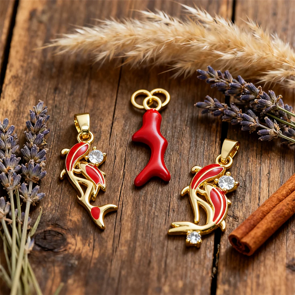 

2 шт. подвески латунь цирконий эмаль кои подвески в виде рыбы для DIY ювелирные изделия ожерелье браслет яркие стильные аксессуары для мужчин женщин