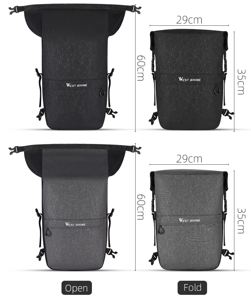 WEST BIKING Wasserdichte Fahrradtasche 17-29L Große Kapazität Fahrrad-Gepäckträgertasche Langstrecken-Reisetasche MTB Rennrad Zubehör – Detail 3