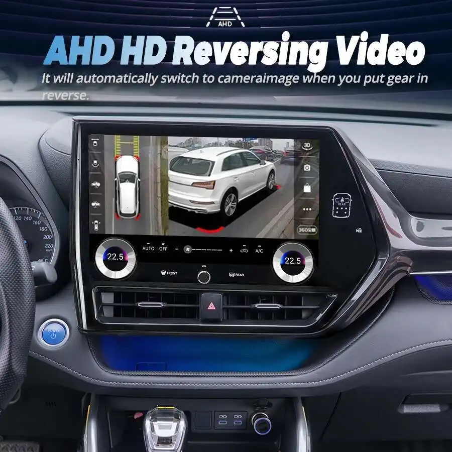2K HD شاشة أندرويد مشغل فيديو الوسائط المتعددة لتويوتا هايلاندر كراون كلوغر CarPlay Autoradio GPS DSP 360 معالج كوالكوم