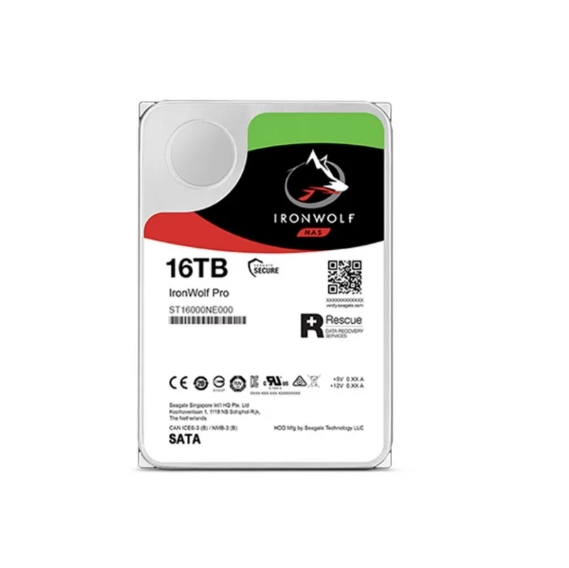 IronWolf 16TB (ST16000NE000) HDD CMR 3.5 Inch SATA 6Gb/s 7200 RPM 256MB Cache for RAID Network Attached Storage