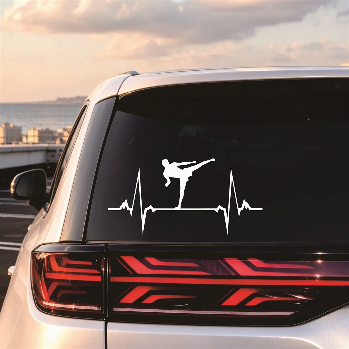 Muay Thai Taekwondo boxer Heartbeat Vinyl Decal car Styling Waterproof Window Body Sport Door Wall Decoration Sticker Styling