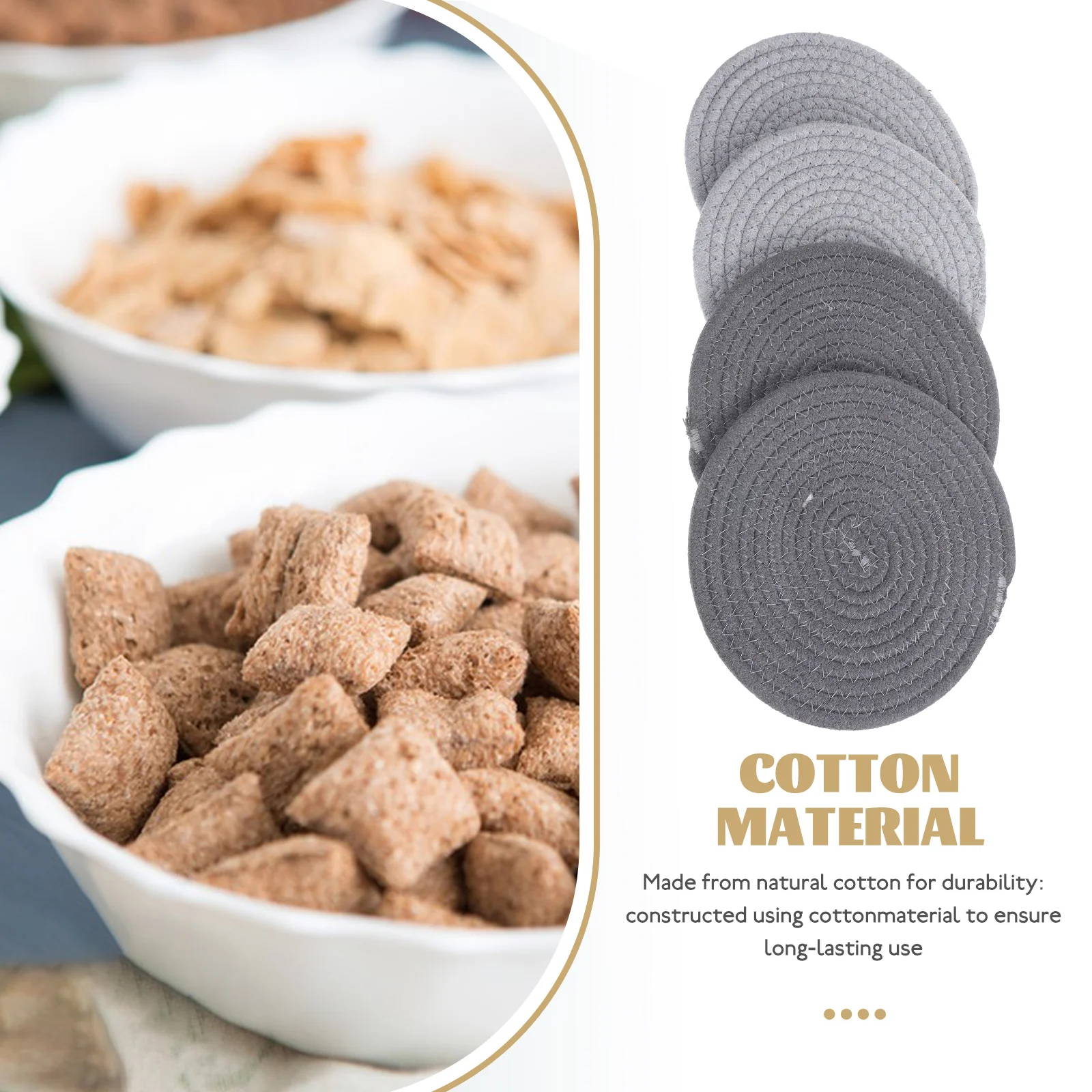 

4pcs Pot Holders Trivet Set 18cm Natural Cotton Woven Heat Resistant Non Slip Kitchen Dinning Table Decor Accessories