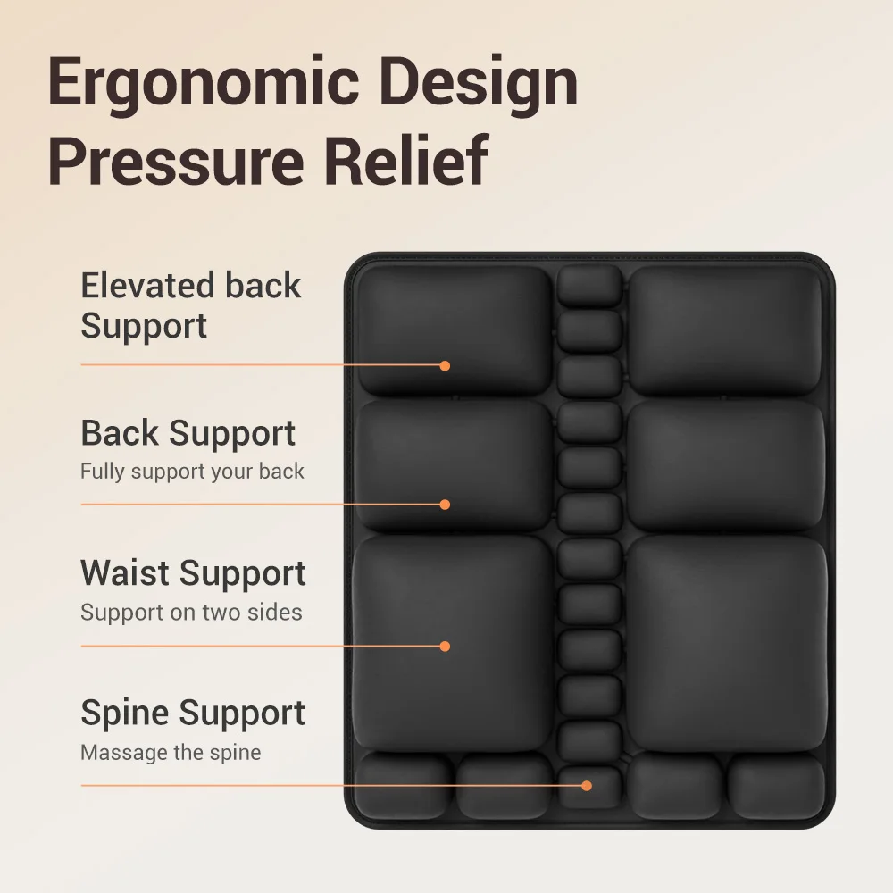 Lumbar Support Air Cushion - Pressurized Inflatable Back Pillow for Car/Office/Home | Portable Sitting Fatigue Relief