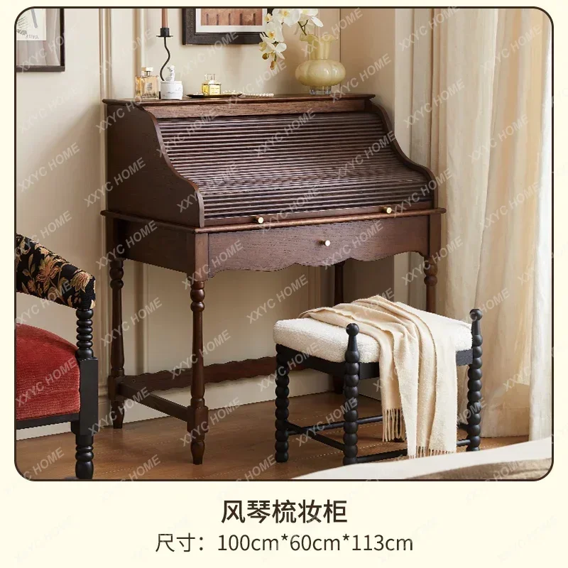XX New  retro cream style solid wood dressing cabinet storage cabinet integrated bedroom
