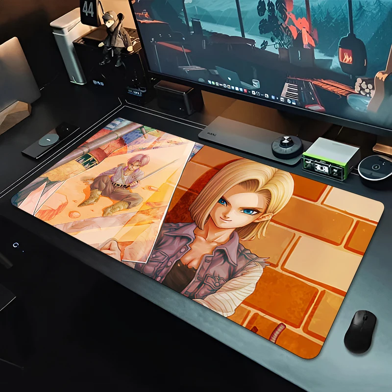 DBZ Extended Mouse Pad eSports Gamer Players Speed Rubber Anime Desk Mat Dragon Ball Android 18 Mousepad Non-slip Keyboard Mat view 2