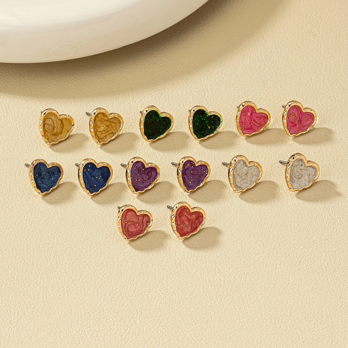 Valentine's Day Minimalist Pink Drip Heart Earrings - Detail 1