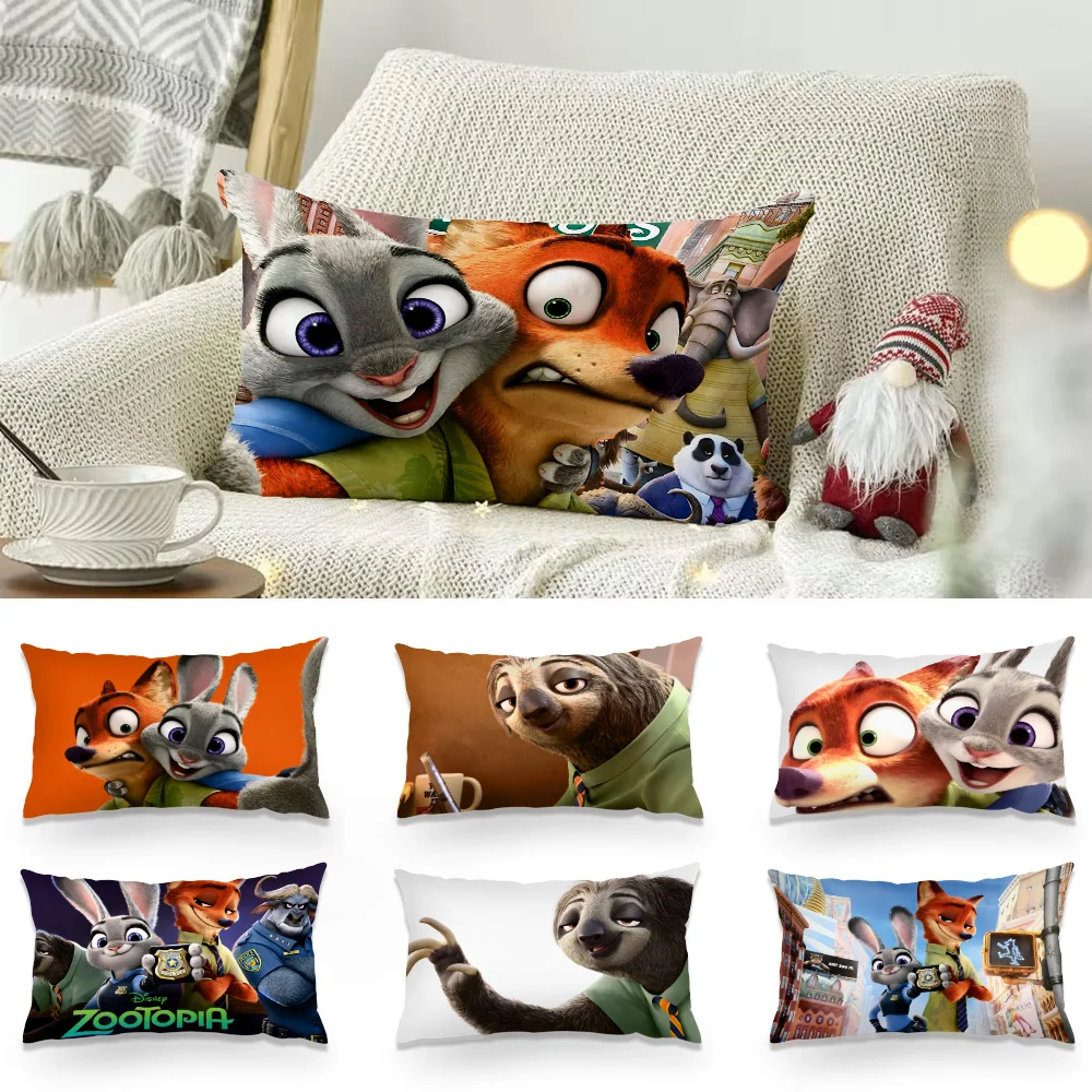 Disney Zootopia Pillow Covers Cartoon Sofa Decorative Home Double-sided Printing Short Plush Cute Cushion Cover