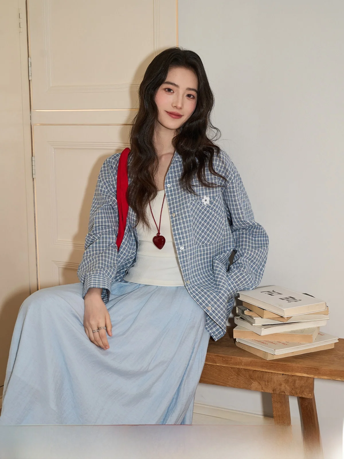 

Loose Casual Blue Collar Long Sve irt Women's College Sle Spring New Arrival Layering irt Comfortable Fit