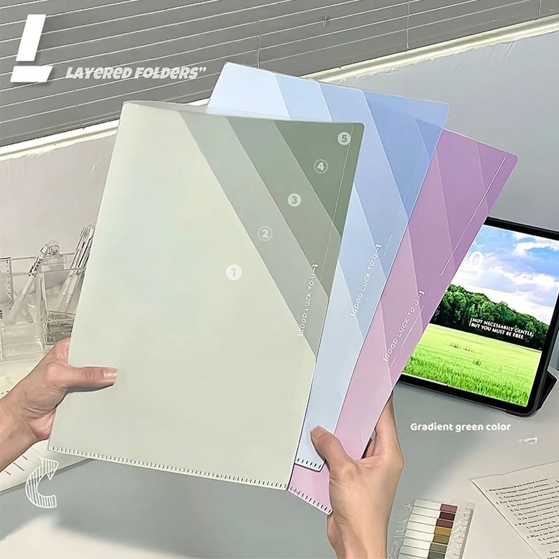 Large Capacity Student File Folders Thick L-Shaped Vertical Folder with Multiple Pockets Organizer for Exams Documents Bag