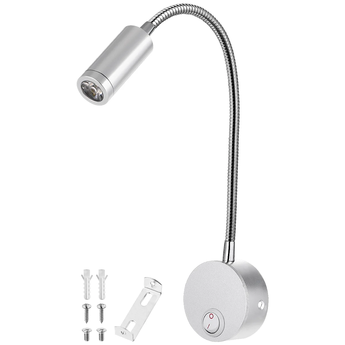 

outside Lamps for Wall Flexible Arm Light Home Bedside LED Indoor Silver Reading