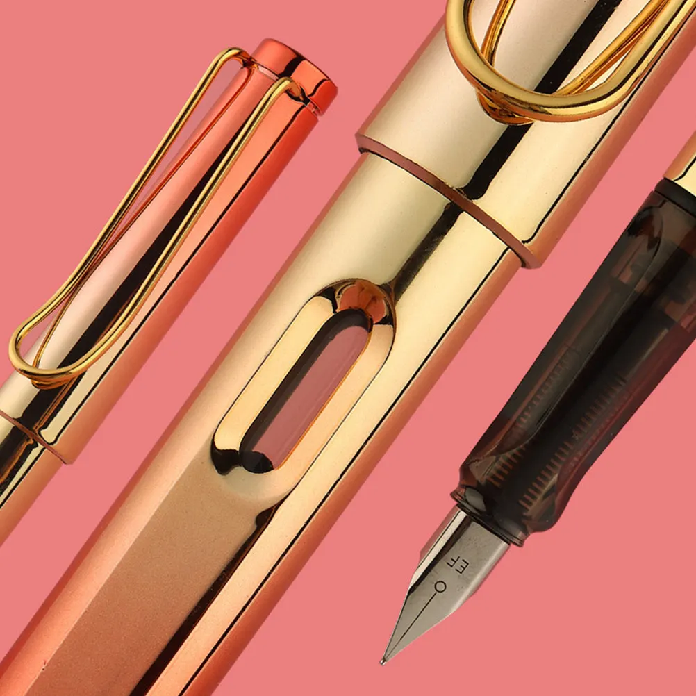 

5Pcs Writing Fountain Pen Set Refillable Colored Metal Body Smooth Ink Flow Student Stationery Office Staff Sign Pen Calligraphy