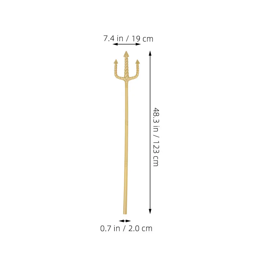 2pcs Trident Costume Prop Golden Devil Fork For Kids Adults Halloween Party Performance Demon Cosplay Accessory Plastic Pitch