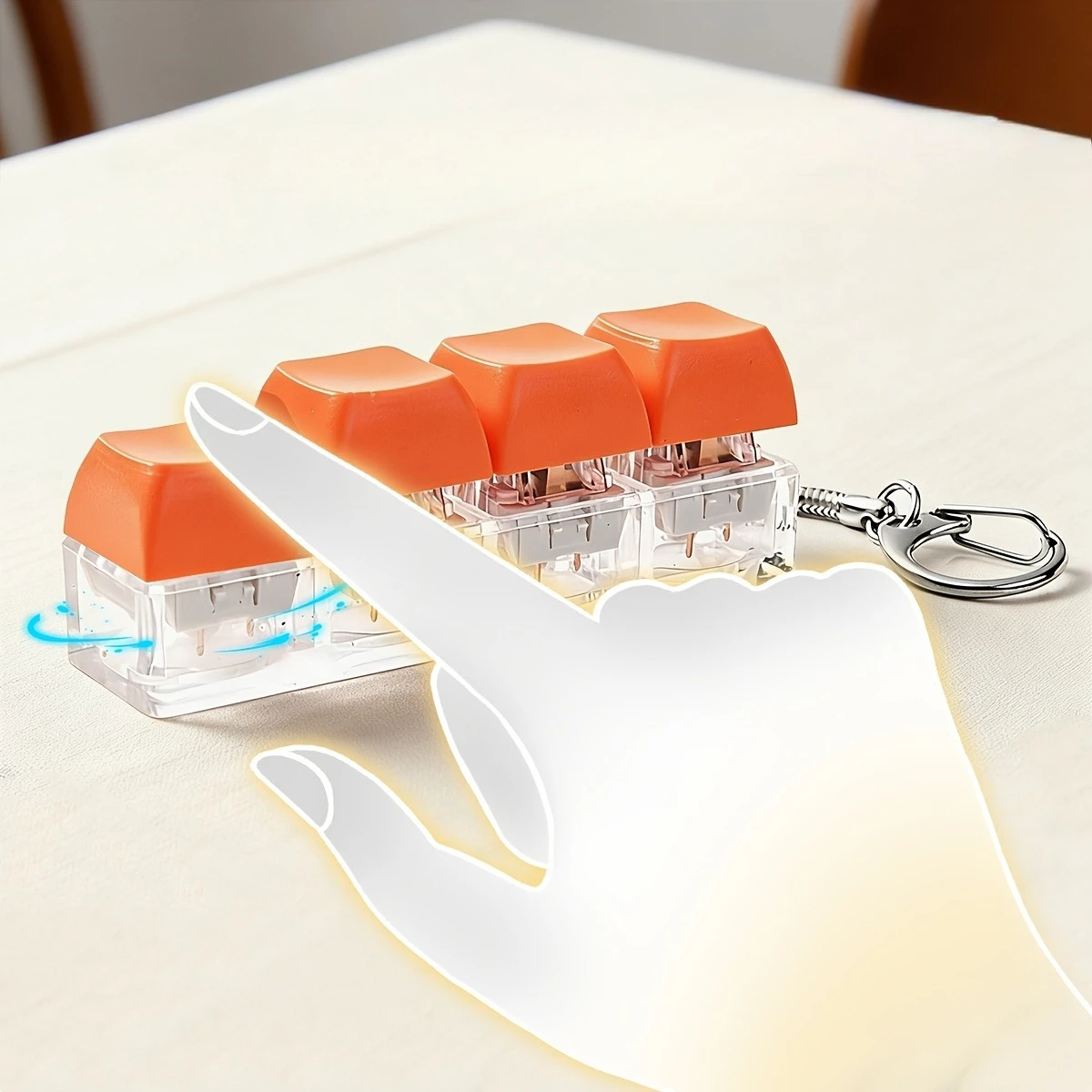Keyboard keycap decompress keychain 4 keys press gadget finger decompress keyring