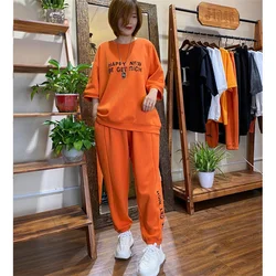 Women Summer Suit Short-Sleeved T-Shirt Tops+Pants Two-Piece Set Casual 5XL Loose Size Tracksuit